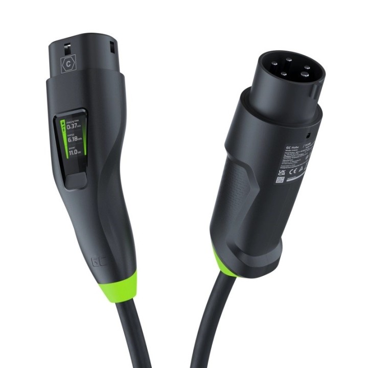Green Cell Habu EVGC01 Caricabatterie mobile EV per veicoli elettrici 11 kW 7 m Tipo 2 CEE Wallbox nero
