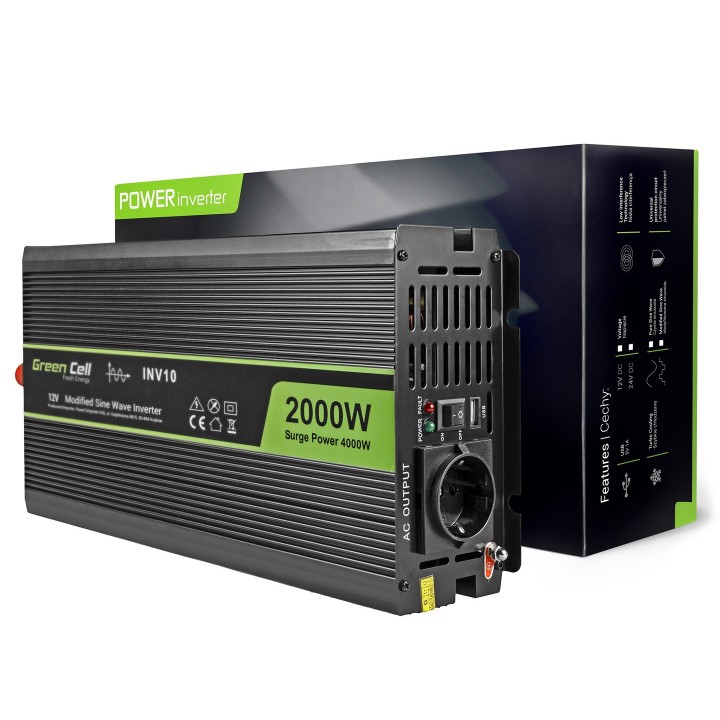 Green Cell INV10 Adattatore/inverter per auto 2000 W nero