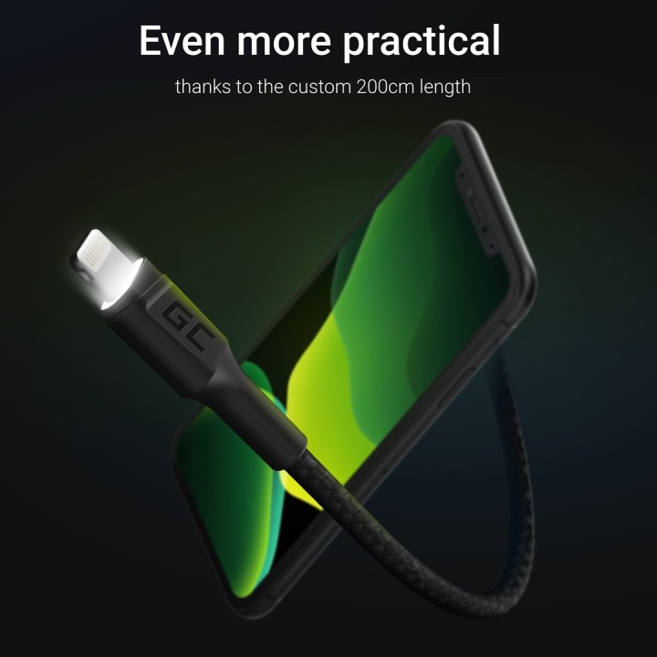 Green Cell KABGC12 cavo lightning 2 m nero