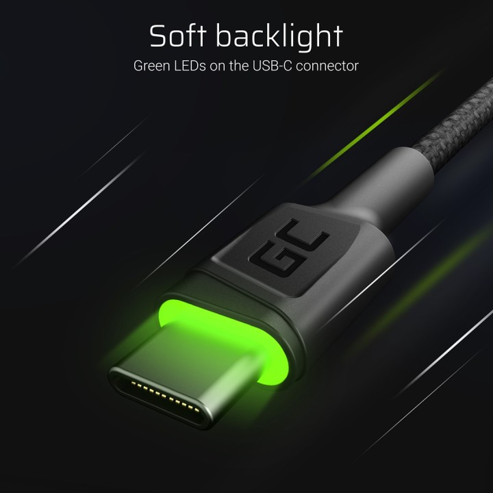 Green Cell KABGC13 USB cavo USB 2.0 2 m USB A USB C 0.48 Gbit/s nero