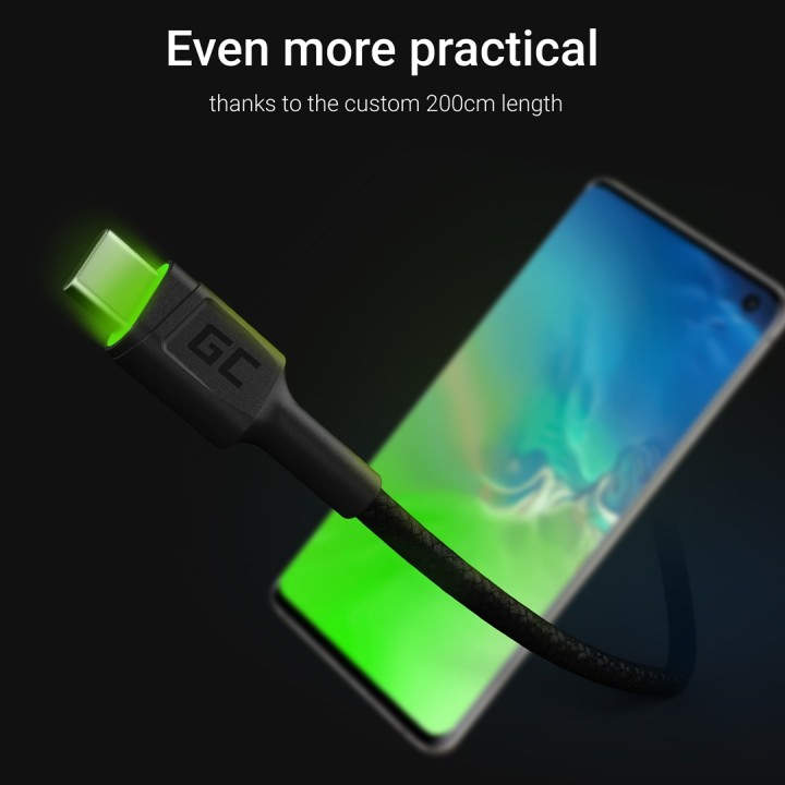 Green Cell KABGC13 USB cavo USB 2.0 2 m USB A USB C 0.48 Gbit/s nero