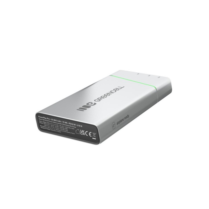 Green Cell PBPLGC20P power bank litio-ione (Li-Ion) 20800 mAh alluminio nero verde grigio chiaro argento