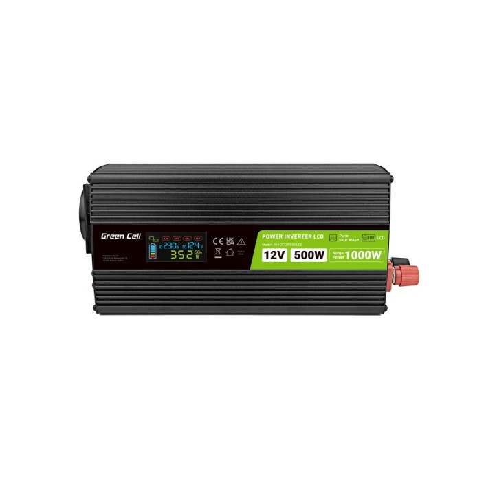 Green Cell PowerInverter LCD 12V 500W/10000W inverter per auto con display - onda sinusoidale pura