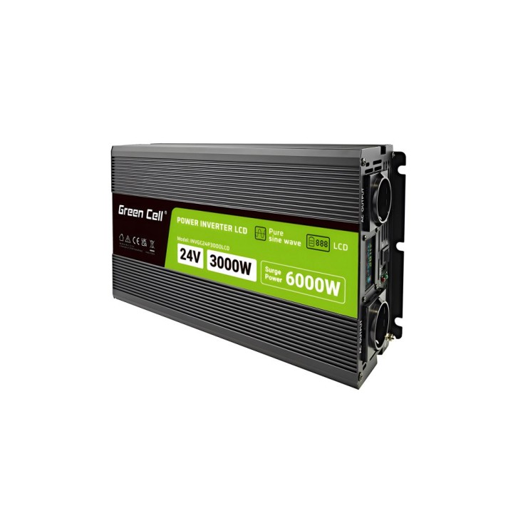 Green Cell inverter di tensione PowerInverter LCD 24 V 3000W/60000W inverter per auto con display - onda sinusoidale pura alimen