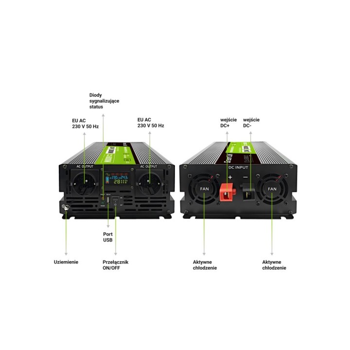 Green Cell inverter di tensione PowerInverter LCD 24 V 3000W/60000W inverter per auto con display - onda sinusoidale pura alimen