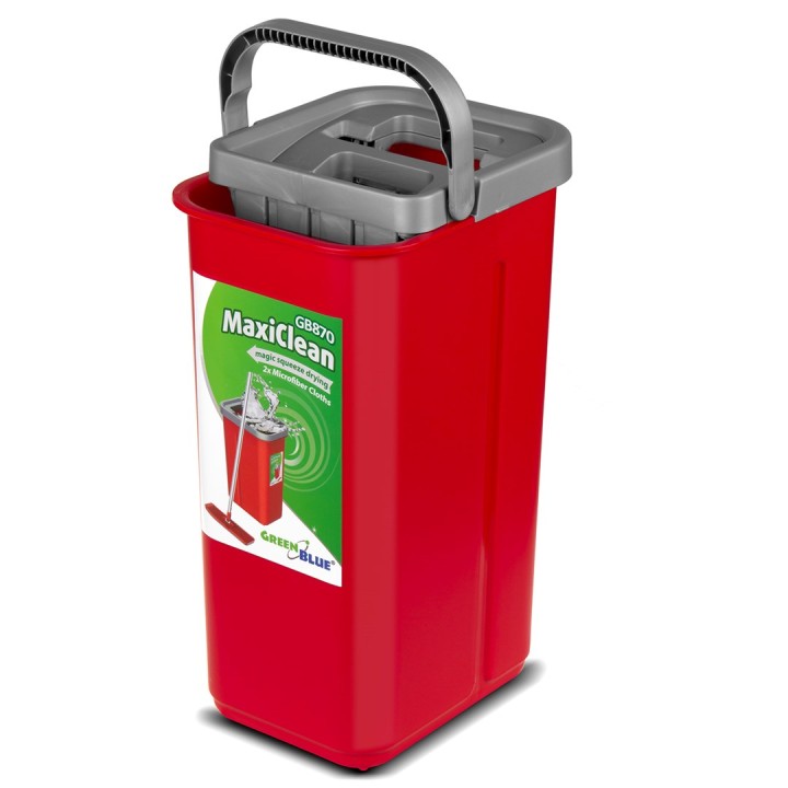 Set pulizia pavimento mop piatto + secchio + asta telescopica + 2 panni in microfibra 5.7L XXL con testa rotante