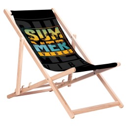 GreenBlue GB183 Sedia a sdraio in faggio classica con stampa Summer Vibes