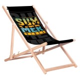 GreenBlue GB183 Sedia a sdraio in faggio classica con stampa Summer Vibes