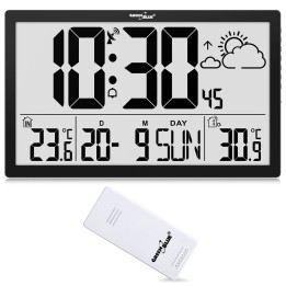 GreenBlue GB218 orologio da parete LCD extra large con stazione meteo display temperatura e data