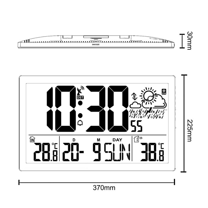 GreenBlue GB218 orologio da parete LCD extra large con stazione meteo display temperatura e data