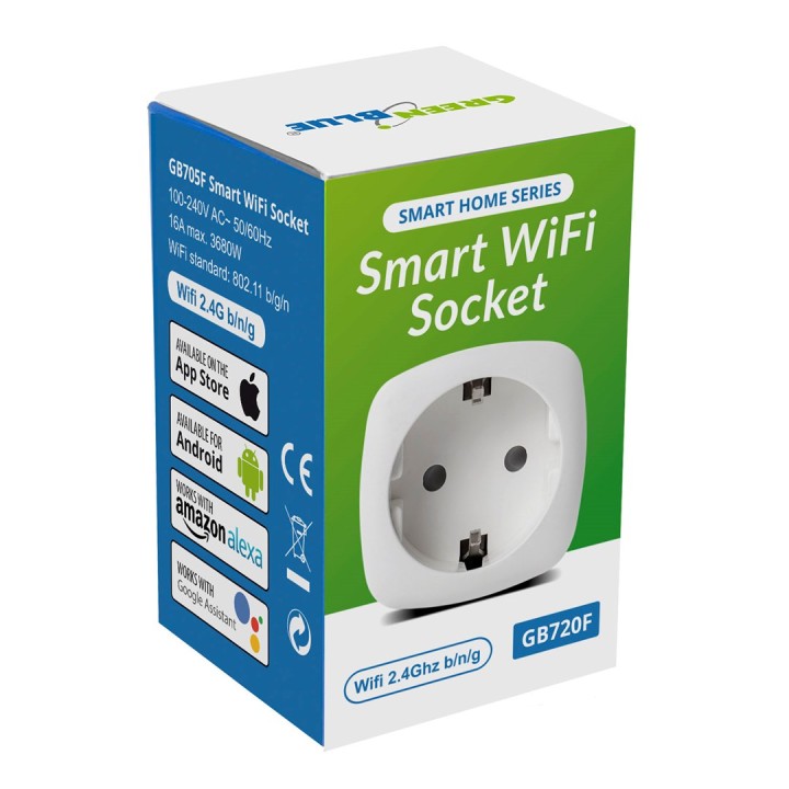 GreenBlue WiFi presa controllata da remoto Android/iOS/Alexa/Google Home consumo energetico timer energetico massimo 3680W tipo 