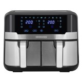 Heinrich‘’s HFR 8214 friggitrice ad aria calda doppia 2 x 4.5 l - 9.0 l 1300-2400 W nero - argento