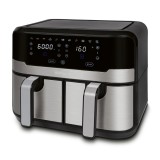 Heinrich‘’s HFR 8214 friggitrice ad aria calda doppia 2 x 4.5 l - 9.0 l 1300-2400 W nero - argento
