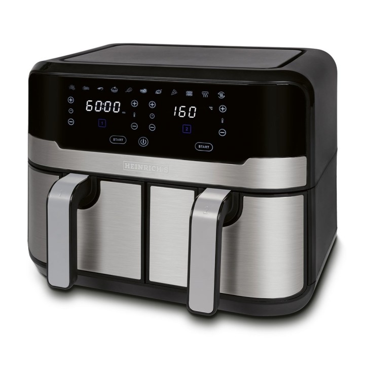 Heinrich‘’s HFR 8214 friggitrice ad aria calda doppia 2 x 4.5 l - 9.0 l 1300-2400 W nero - argento