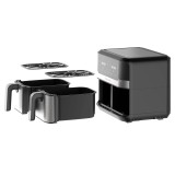 Heinrich‘’s HFR 8214 friggitrice ad aria calda doppia 2 x 4.5 l - 9.0 l 1300-2400 W nero - argento
