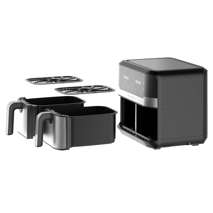 Heinrich‘’s HFR 8214 friggitrice ad aria calda doppia 2 x 4.5 l - 9.0 l 1300-2400 W nero - argento