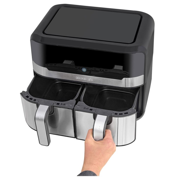 Heinrich‘’s HFR 8214 friggitrice ad aria calda doppia 2 x 4.5 l - 9.0 l 1300-2400 W nero - argento