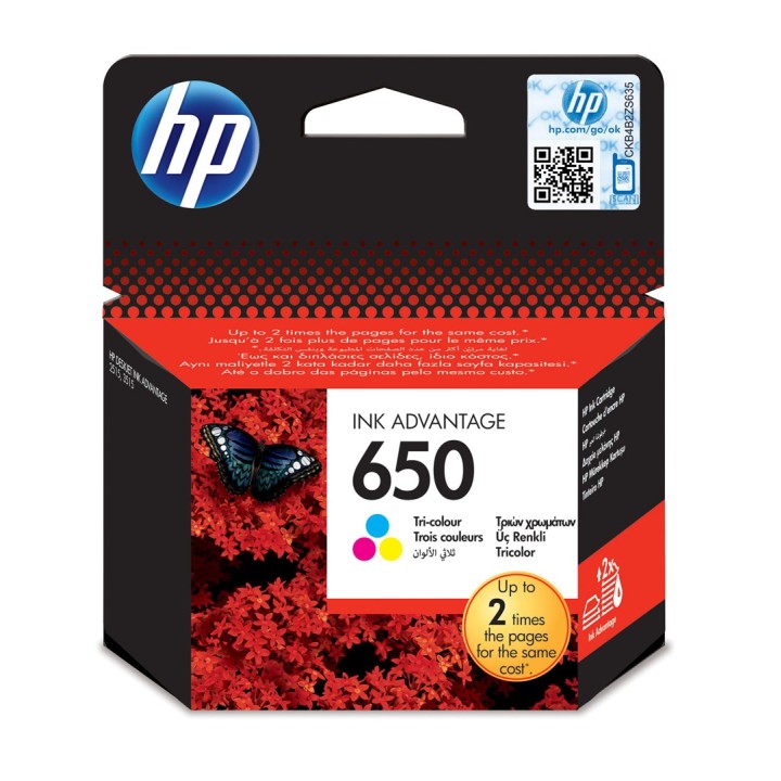 HP 650 Originale ciano magenta giallo 1 pz