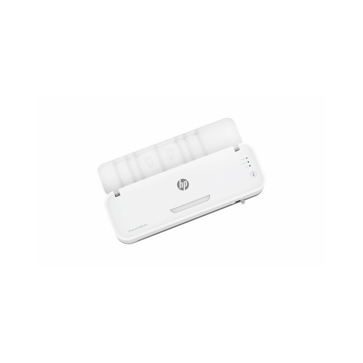 HP ONELAM 400 A3 plastificatrice Hot/Cold con taglierina integrata arrotondatore angoli velocità 40 cm/min + 15 buste: 3xA4 4xA5