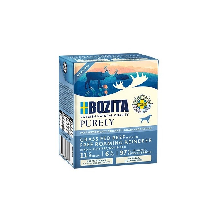 BOZITA Purely Paté Duoprotein Manzo e renna - cibo umido per cani - 370g