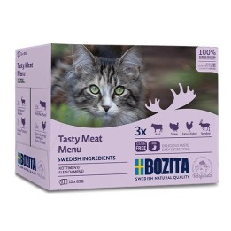 BOZITA Scatola menu carne saporita - cibo umido per gatti - 12 x 85g