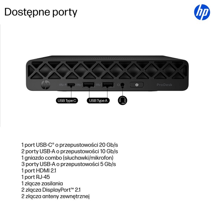 HP ProDesk 4 G1i AI PC Intel Core Ultra 5 225T 16 GB DDR5-SDRAM 512 GB SSD Windows 11 Pro Mini PC Nero