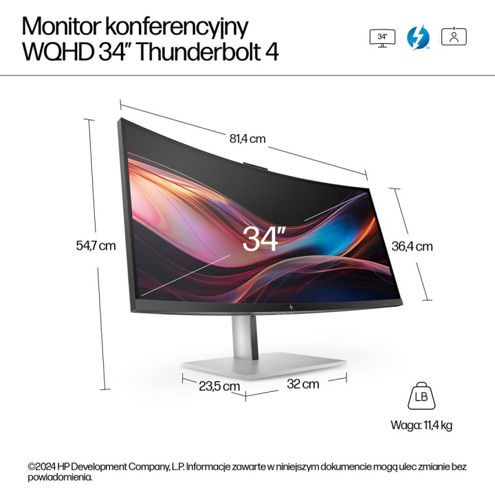 HP Series 7 Pro 34 pollici WQHD Monitor per conferenze - 734pm