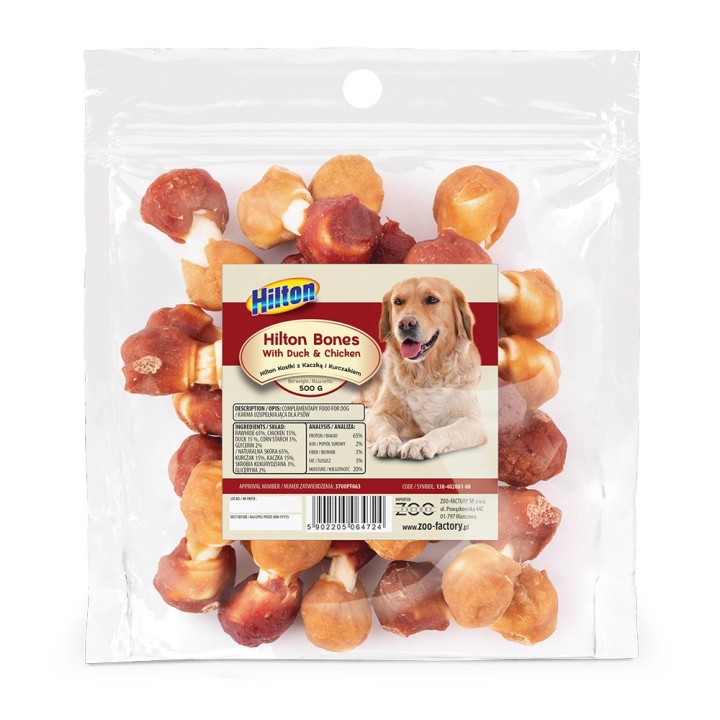 HILTON Ossa con Anatra e Pollo - masticativo per cani - 500g