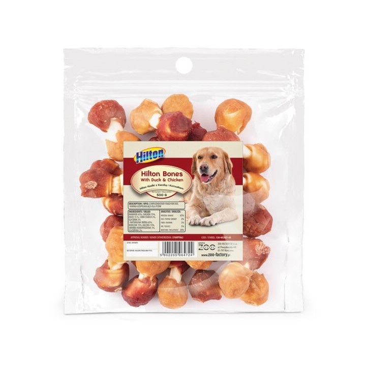 HILTON Ossa con Anatra e Pollo - masticativo per cani - 500g