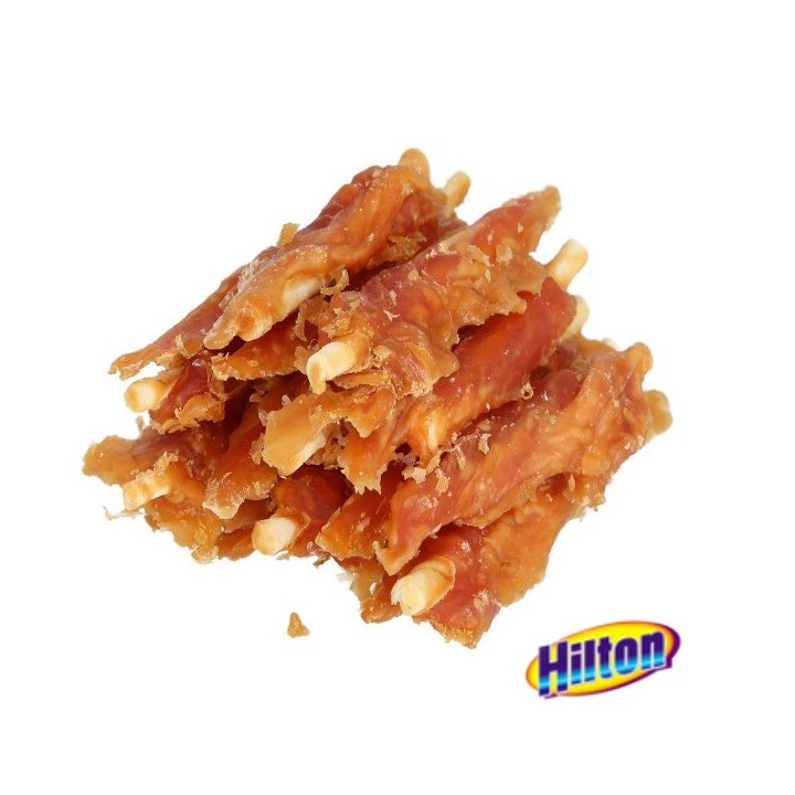 HILTON Bastoncini pelle di bufalo bianca ripieno di pollo - Bocconcini per cani - 500 g