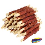 HILTON Bastoncini pelle di bufalo bianca con anatra - Masticabile per cani - 500g
