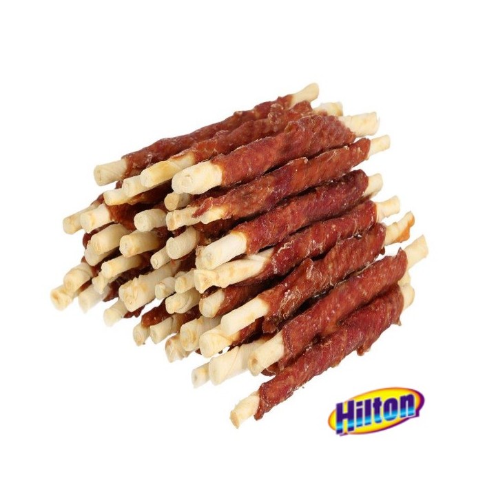 HILTON Bastoncini pelle di bufalo bianca con anatra - Masticabile per cani - 500g
