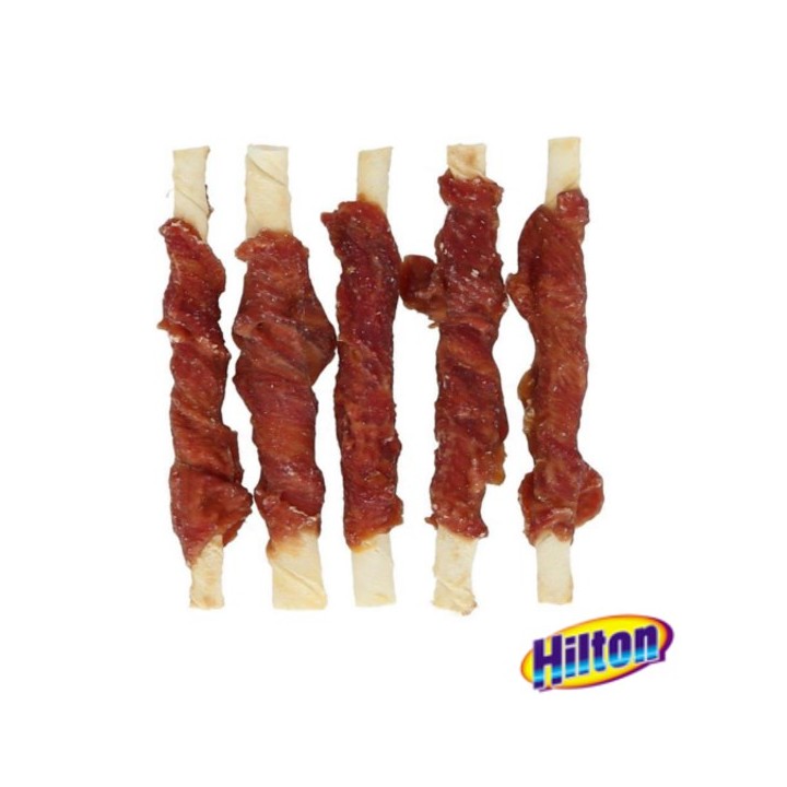 HILTON Bastoncini pelle di bufalo bianca con anatra - Masticabile per cani - 500g