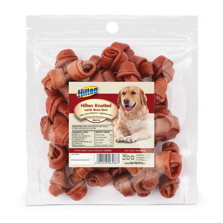 HILTON Osso Annodato di Agnello 6 cm - masticativo per cani - 500g