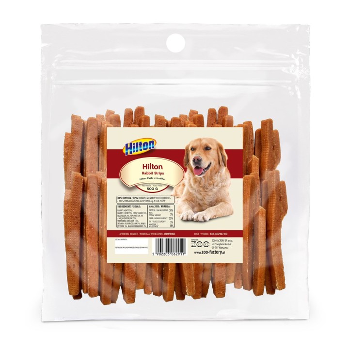 HILTON Strisce di Coniglio - snack per cani - 500g
