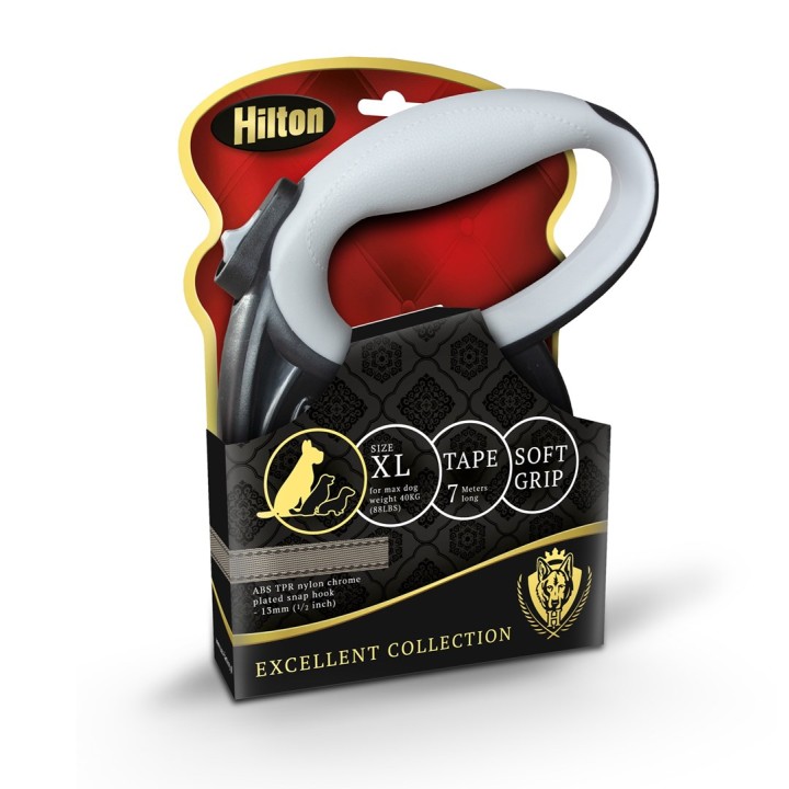 HILTON Smart dog XL (40kg) - guinzaglio retrattile - nero-grigio - 7 m