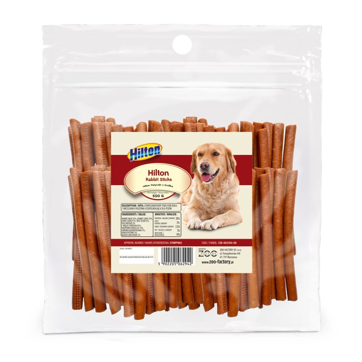 HILTON Bastoncini Morbidi di Coniglio - snack per cani - 500g