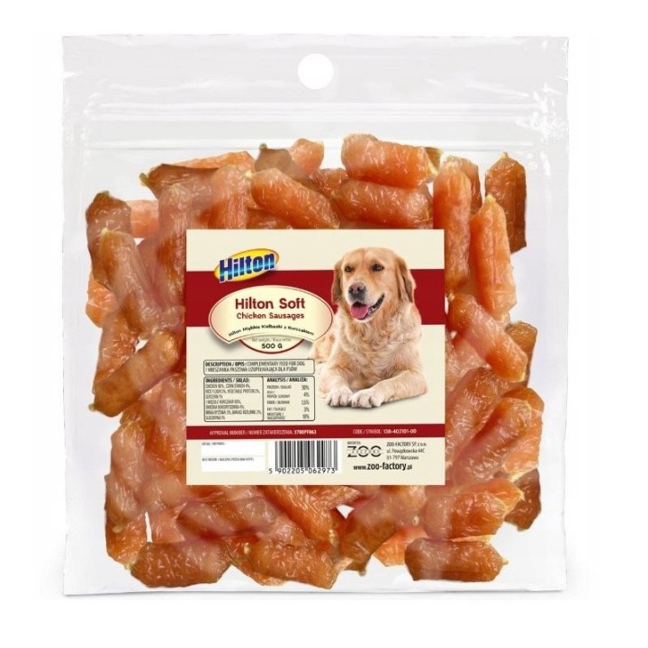 HILTON Salsicce Morbide di Pollo - snack per cani - 500g