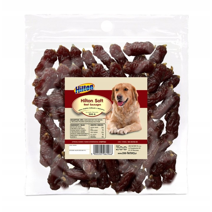HILTON Salsicce Morbide con Manzo - snack per cani - 500g
