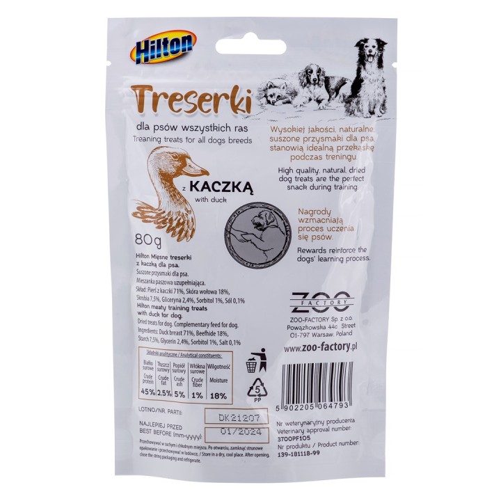 HILTON Treaning Snack Anatra - snack per cani - 80g