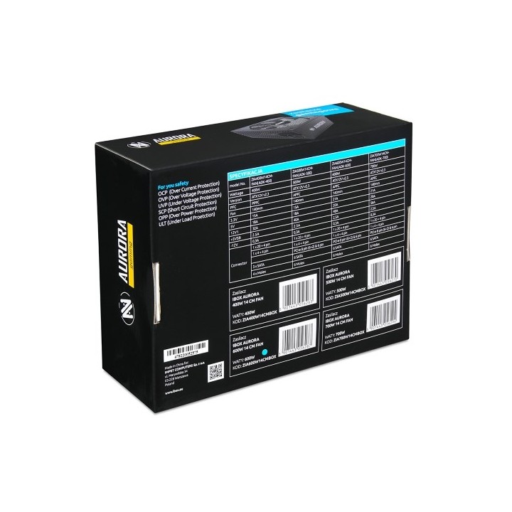 Alimentatore IBOX AURORA 500W ventola 14 CM ZIA500W14CMBOX