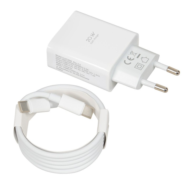 Caricabatterie a parete iBOX C-36 GaN PD20W bianco