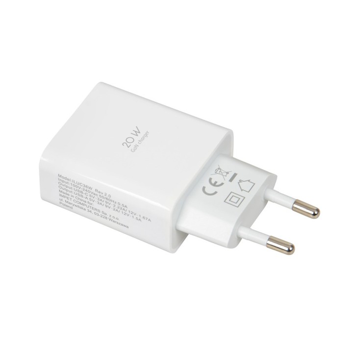 Caricabatterie a parete iBOX C-36 GaN PD20W bianco