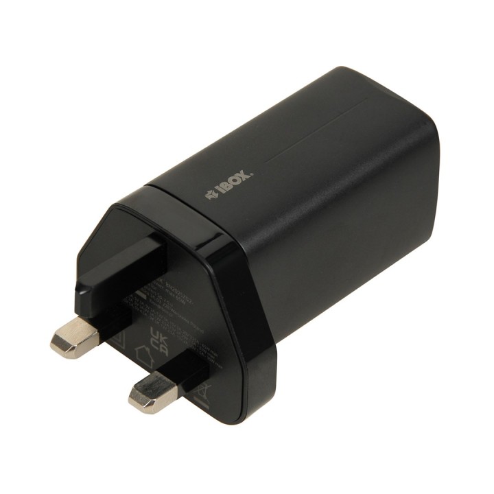 iBOX C-65 caricabatterie universale nero GaN 65W spina UK