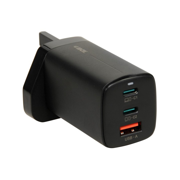 iBOX C-65 caricabatterie universale nero GaN 65W spina UK