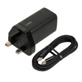 iBOX C-65 caricabatterie universale nero GaN 65W spina UK