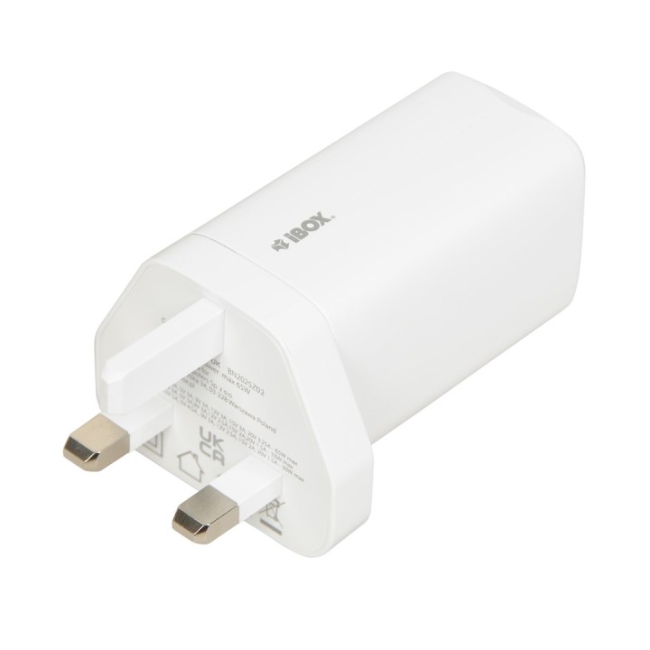 iBOX C-65 caricabatterie universale bianco GaN 65W spina UK