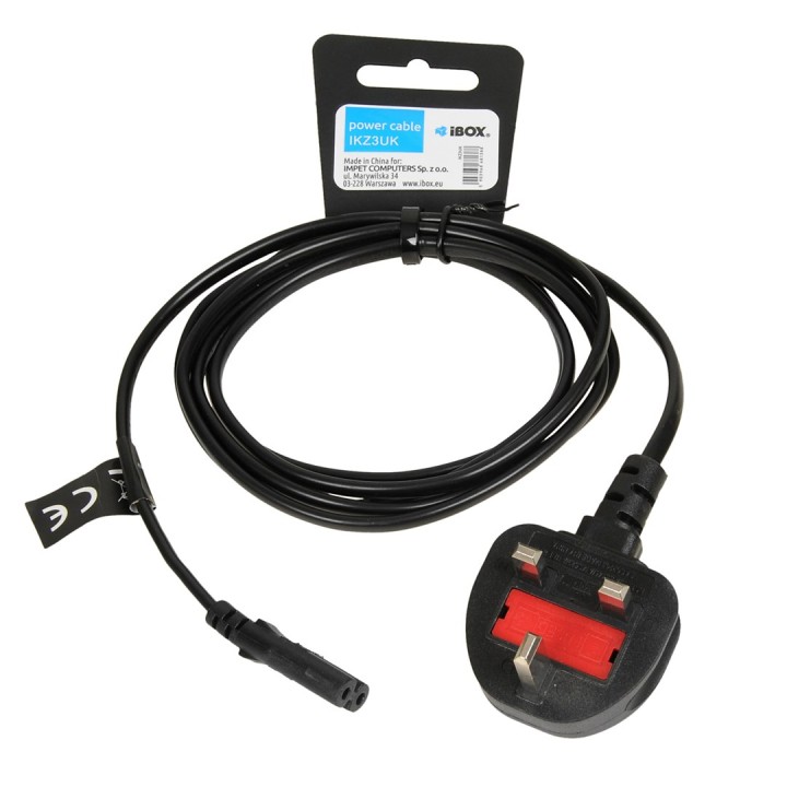 iBOX Euro 2-PIN cavo di alimentazione Audio-RTV VDE 1.8m UK spina