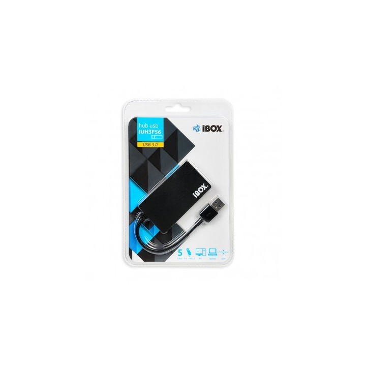 iBox IUH3F56 Hub interfaccia USB 3.2 Gen 1 (3.1 Gen 1) Type-A 5000 Mbit/s nero