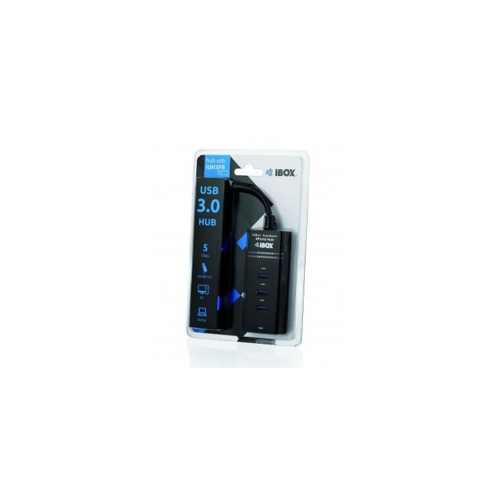 iBox IUH3FB Hub interfaccia 5000 Mbit/s nero